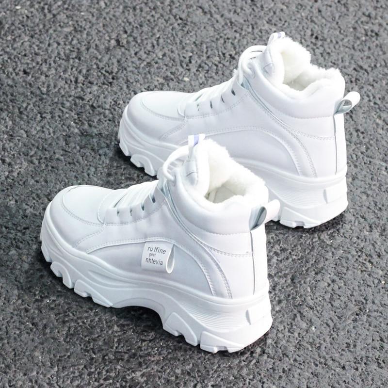 Women's casual sneakers; winter sneakers with plush fur - MakenShop