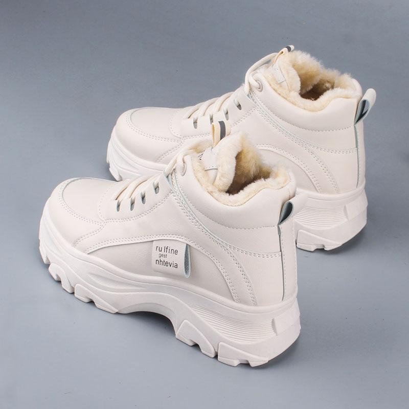 Women's casual sneakers; winter sneakers with plush fur - MakenShop