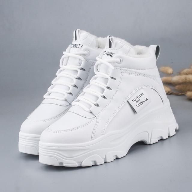 Women's casual sneakers; winter sneakers with plush fur - MakenShop