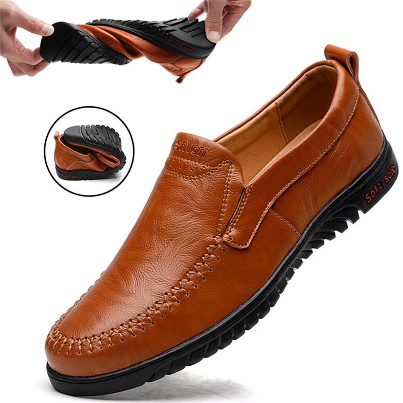 Genuine leather Comfortable Men Casual Slip On Lazy Shoes - MakenShop