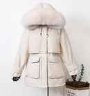 Large Natural Raccoon Fox Fur Hooded Winter Down Coat - MakenShop
