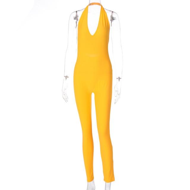 Simenual™ Solid Bodycon Halter Jumpsuits - MakenShop