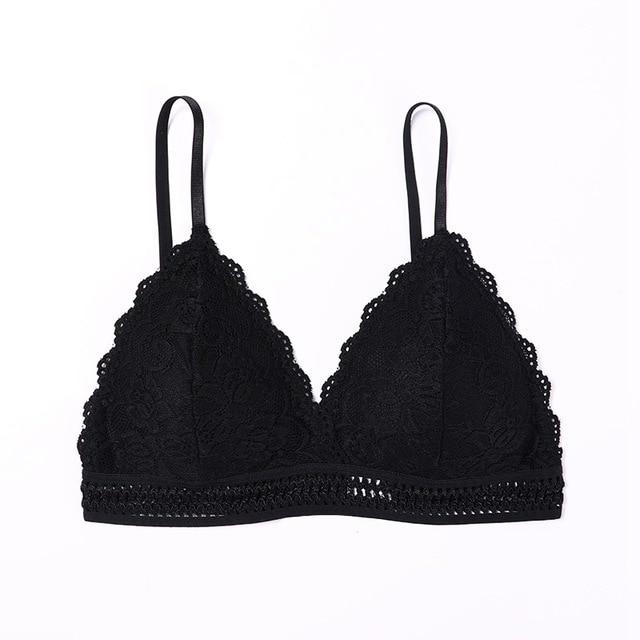 1/2PCS French Style Bralette Seamless Deep V Lace Wireless Bra - MakenShop