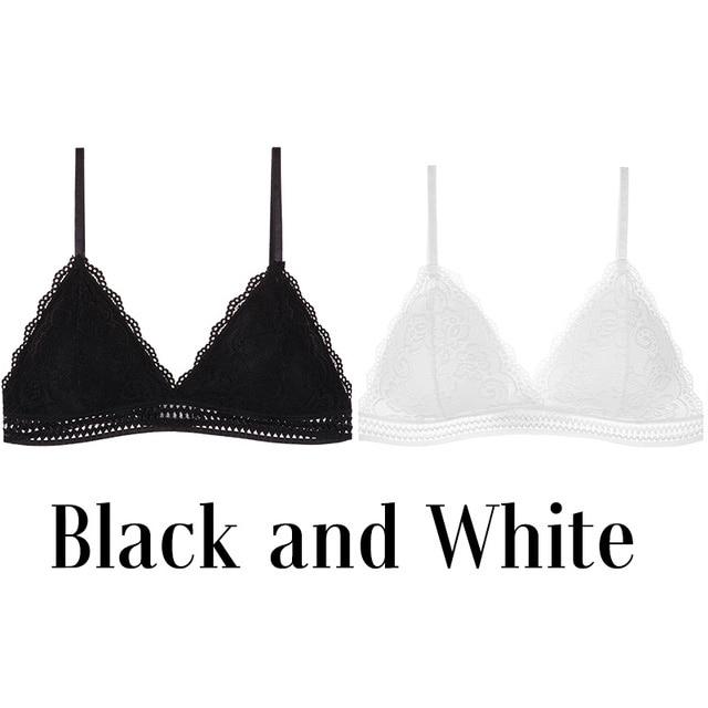 1/2PCS French Style Bralette Seamless Deep V Lace Wireless Bra - MakenShop