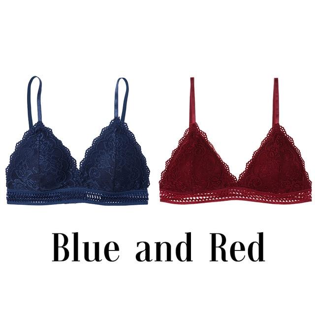 1/2PCS French Style Bralette Seamless Deep V Lace Wireless Bra - MakenShop