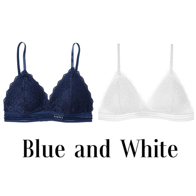 1/2PCS French Style Bralette Seamless Deep V Lace Wireless Bra - MakenShop