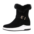 Fashion Buckle Decoration Zipper Warm Fur Lining Casual Short Boots - MakenShop
