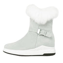 Fashion Buckle Decoration Zipper Warm Fur Lining Casual Short Boots - MakenShop